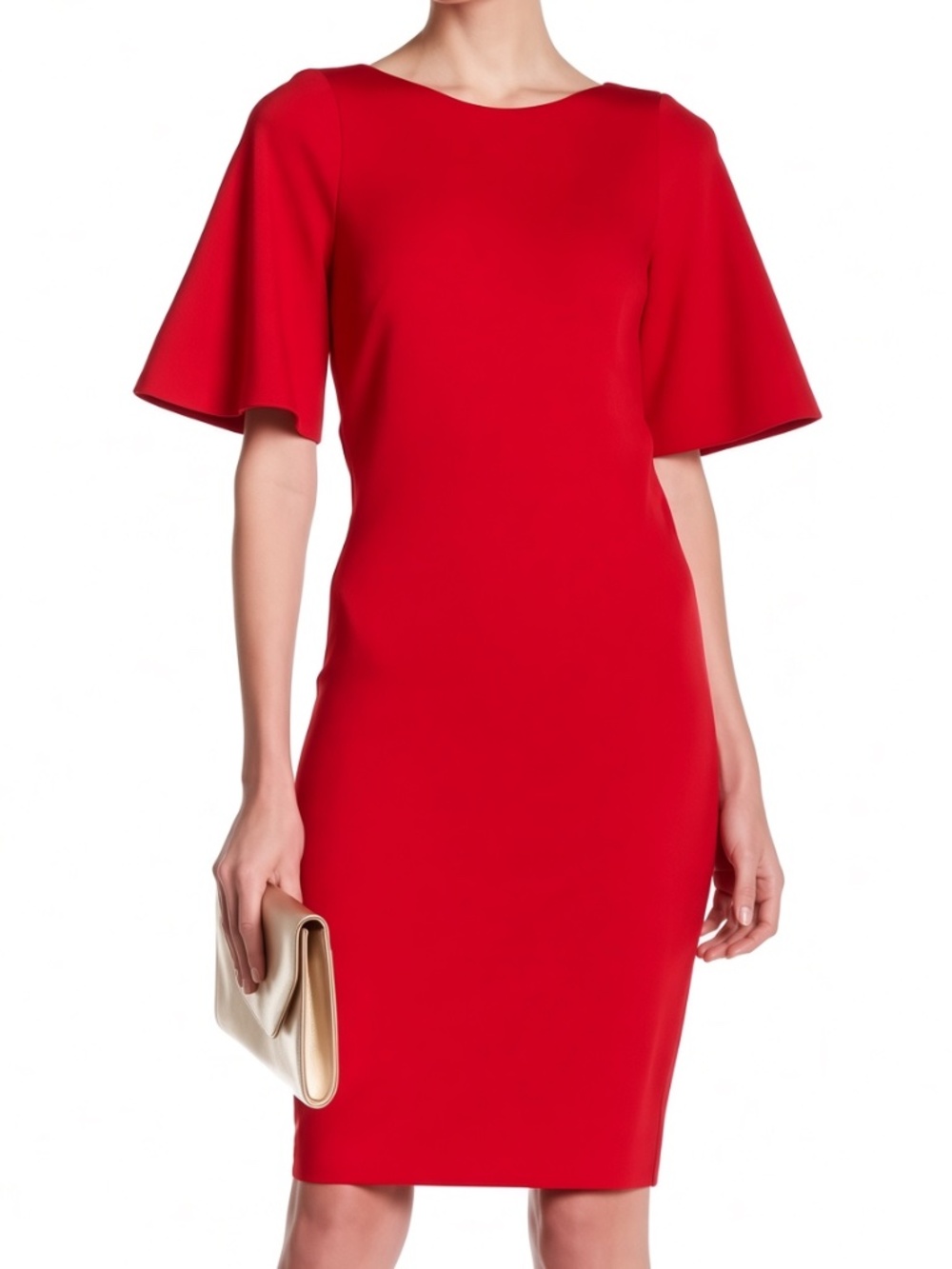 ALI & JAY Red Midi Dress Gold Zip Back Sleeves S